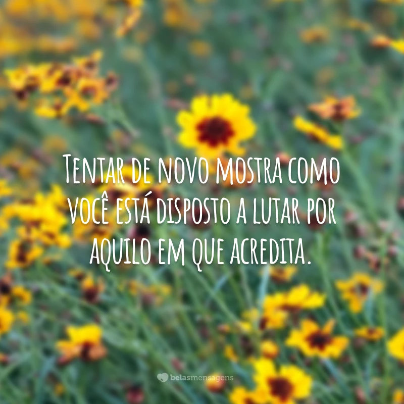 Tentar de novo mostra como você está disposto a lutar por aquilo em que acredita.