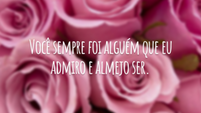 Você sempre foi alguém que eu admiro e almejo ser.