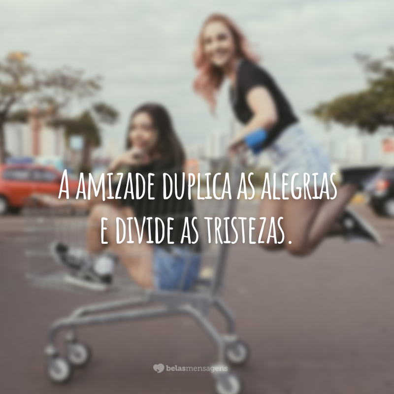 A amizade duplica as alegrias e divide as tristezas.