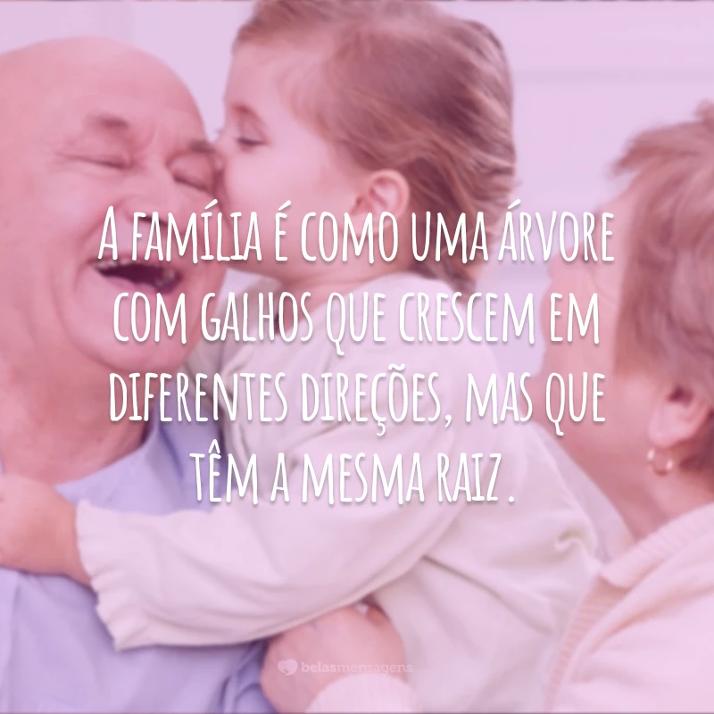 A família é como uma árvore com galhos que crescem em diferentes direções, mas que têm a mesma raiz.