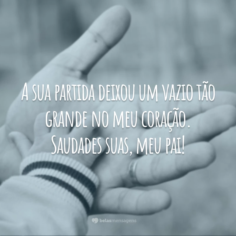 A sua partida deixou um vazio tão grande no meu coração. Saudades suas, meu pai!