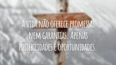 A vida não oferece promessas nem garantias. Apenas possibilidades e oportunidades.