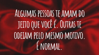 Algumas pessoas te amam do jeito que você é. Outras te odeiam pelo mesmo motivo. É normal.