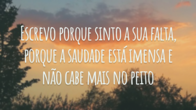 Escrevo porque sinto a sua falta, porque a saudade está imensa e não cabe mais no peito, eu preciso saber que de alguma forma ainda estamos conectados e a senhora pode sentir todo o meu amor.