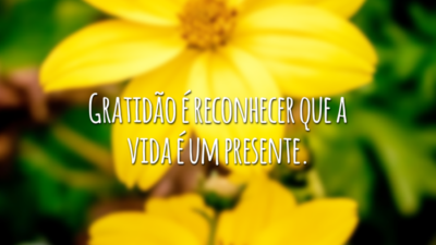 Gratidão é reconhecer que a vida é um presente.