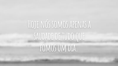 Hoje nós somos apenas a saudade de tudo que fomos um dia.
