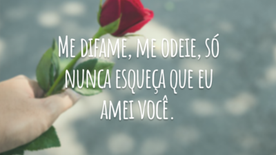 Me difame, me odeie, só nunca esqueça que eu amei você.