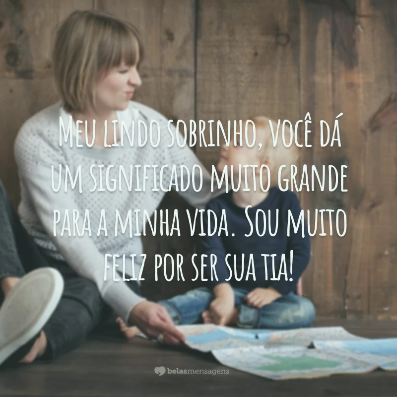 Meu lindo sobrinho, você dá um significado muito grande para a minha vida. Sou muito feliz por ser sua tia!