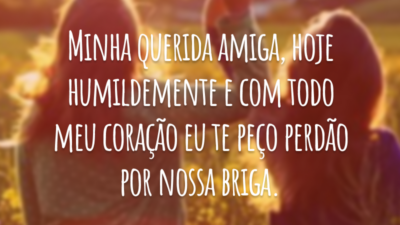 Minha querida amiga, hoje humildemente e com todo meu coração eu te peço perdão por nossa briga.