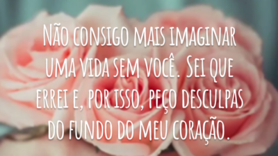 Não consigo mais imaginar uma vida sem você. Sei que errei e, por isso, peço desculpas do fundo do meu coração.