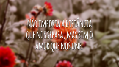 Não importa a distância que nos separa, mas sim o amor que nos une.