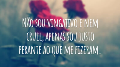 Não sou vingativo e nem cruel, apenas sou justo perante ao que me fizeram.