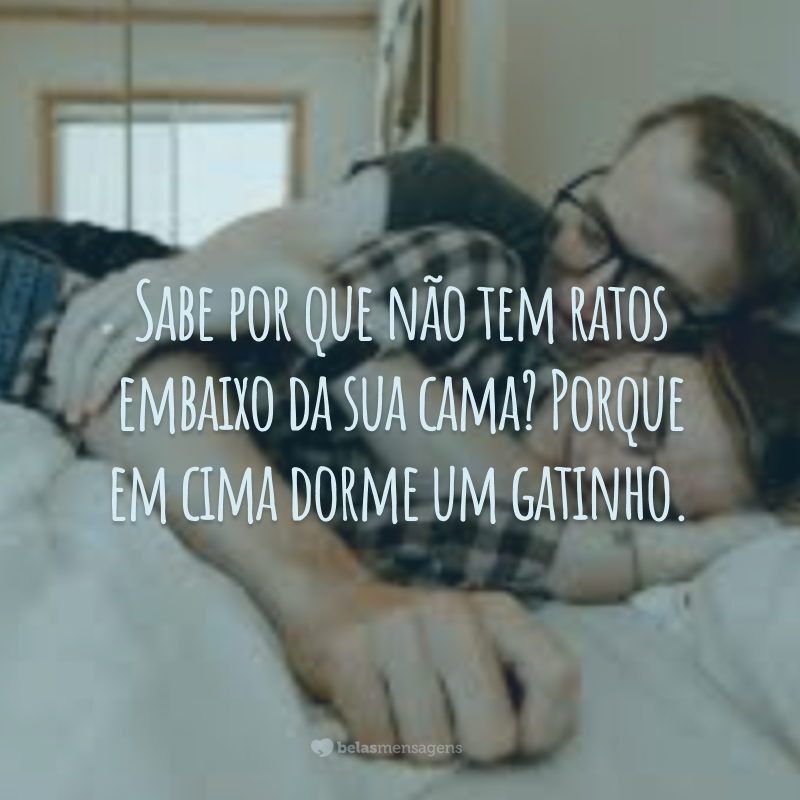 Sabe por que não tem ratos embaixo da sua cama? Porque em cima dorme um gatinho.