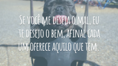 Se você me deseja o mal, eu te desejo o bem, afinal cada um oferece aquilo que tem.
