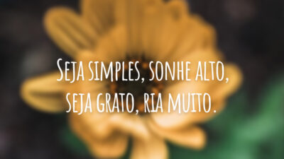 Seja simples, sonhe alto, seja grato, ria muito.