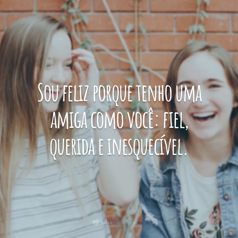 Sou feliz porque tenho uma amiga como você: fiel, querida e inesquecível.