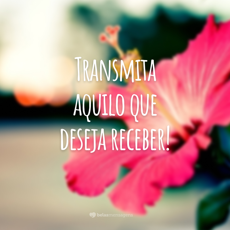 Transmita aquilo que deseja receber!