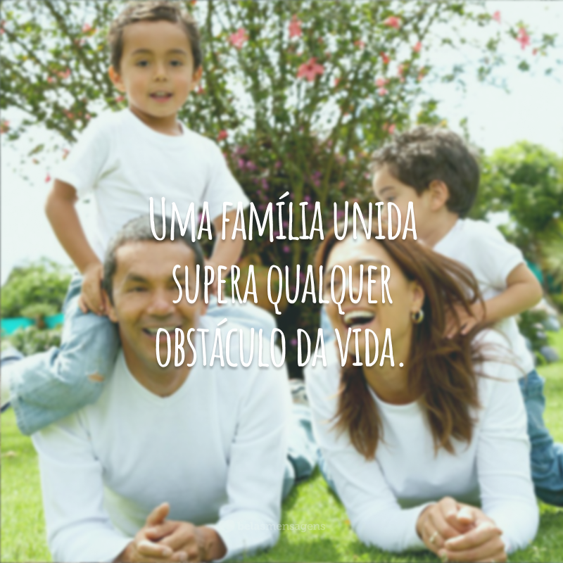 Uma família unida supera qualquer obstáculo da vida.