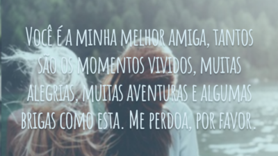 Você é a minha melhor amiga, tantos são os momentos vividos, muitas alegrias, muitas aventuras e algumas brigas como esta. Me perdoa, por favor.