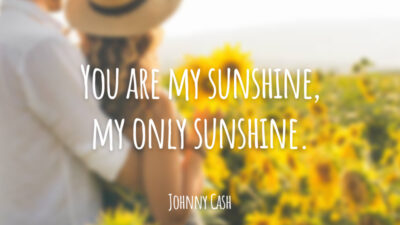 You are my sunshine, my only sunshine. 
(Você é meu raio de sol, meu único raio de sol).