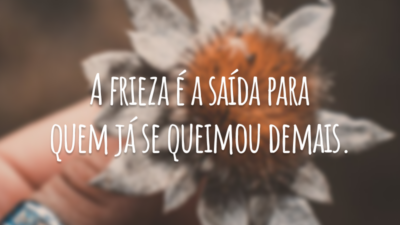 A frieza é a saída para quem já se queimou demais.