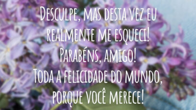 Desculpe, mas desta vez eu realmente me esqueci! Parabéns, amigo! Toda a felicidade do mundo, porque você merece!