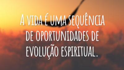 A vida é uma sequência de oportunidades de evolução espiritual.