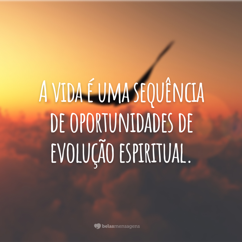 A vida é uma sequência de oportunidades de evolução espiritual.