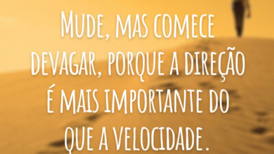 Mude, mas comece devagar, porque a direção é mais importante do que a velocidade.