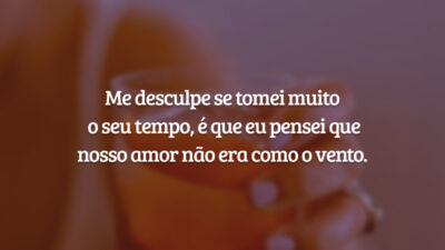 Me desculpe se tomei muito o seu tempo, é que eu pensei que nosso amor não era como o vento.