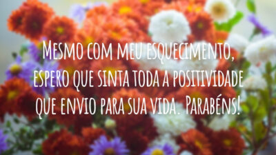 Mesmo com meu esquecimento, espero que sinta toda a positividade que envio para sua vida. Parabéns!