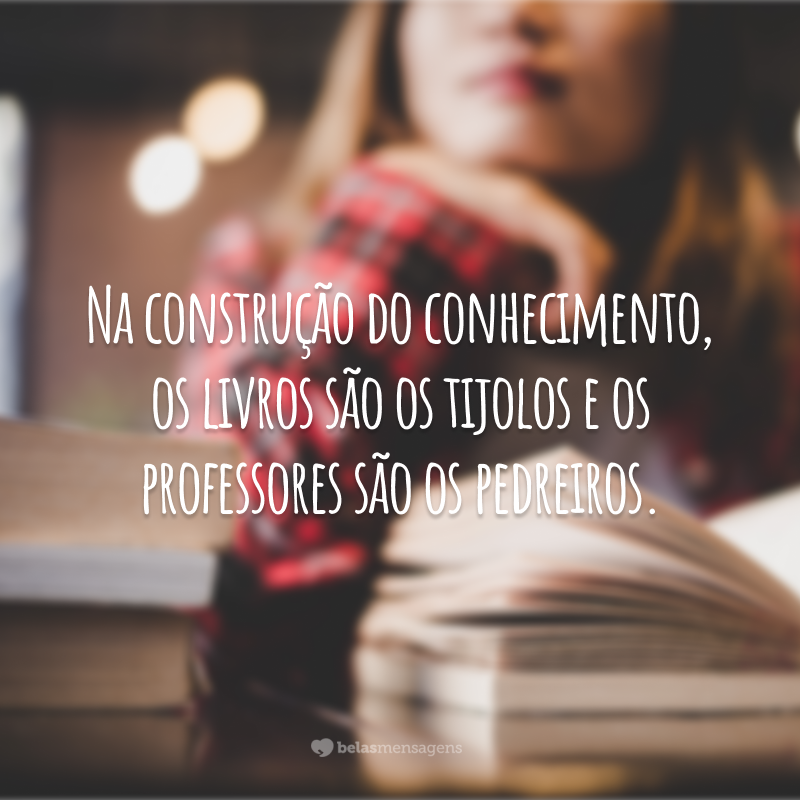 Na construção do conhecimento, os livros são os tijolos e os professores são os pedreiros.