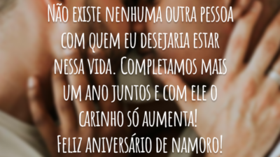 Não existe nenhuma outra pessoa com quem eu desejaria estar nessa vida. Completamos mais um ano juntos e com ele o carinho só aumenta! Feliz aniversário de namoro!