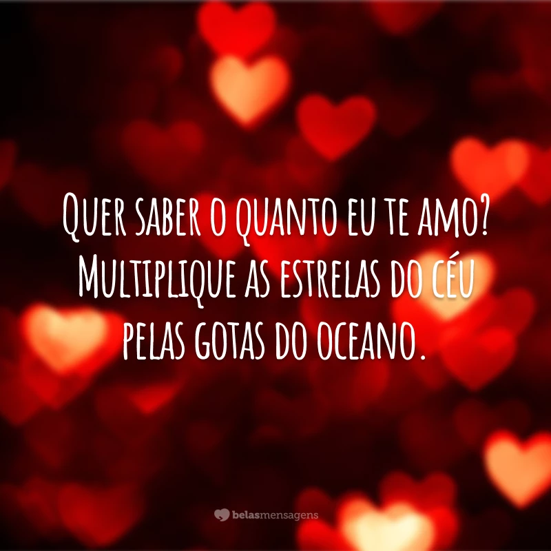 Quer saber o quanto eu te amo? Multiplique as estrelas do céu pelas gotas do oceano.