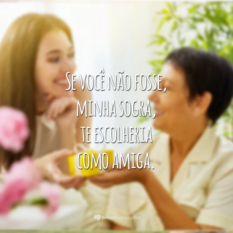 Se você não fosse, minha sogra, te escolheria como amiga.