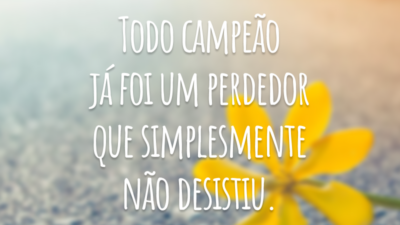 Todo campeão já foi um perdedor que simplesmente não desistiu.