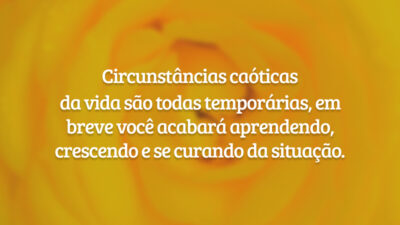 Circunstâncias caóticas da vida são todas temporárias, em breve você acabará aprendendo, crescendo e se curando da situação.