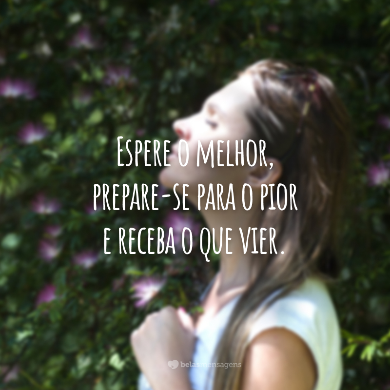 Espere o melhor, prepare-se para o pior e receba o que vier.