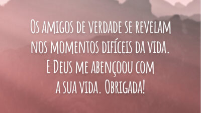Os amigos de verdade se revelam nos momentos difíceis da vida. E Deus me abençoou com a sua vida. Obrigada!