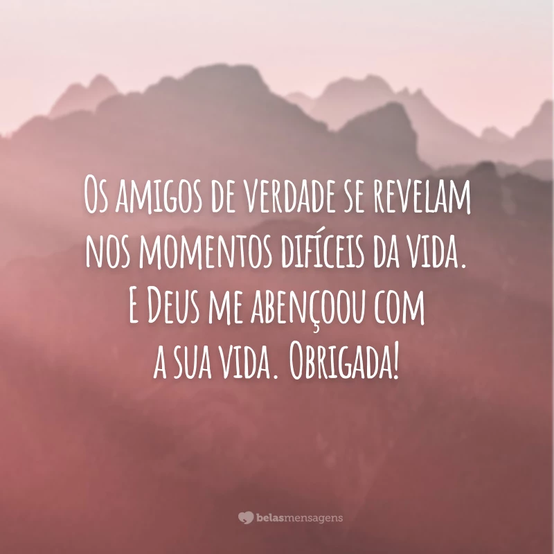 Os amigos de verdade se revelam nos momentos difíceis da vida. E Deus me abençoou com a sua vida. Obrigada!