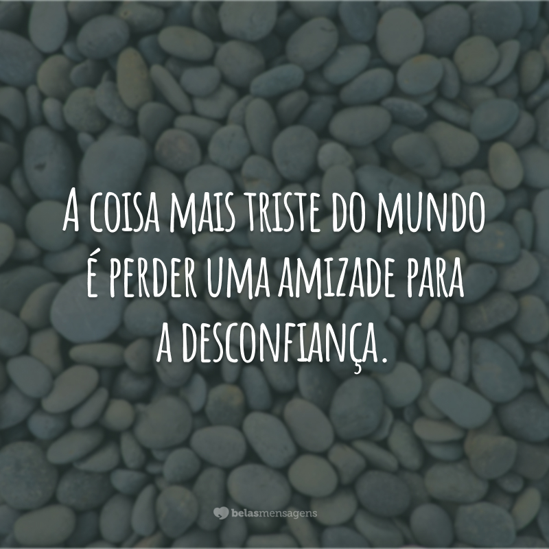 A coisa mais triste do mundo é perder uma amizade para a desconfiança.