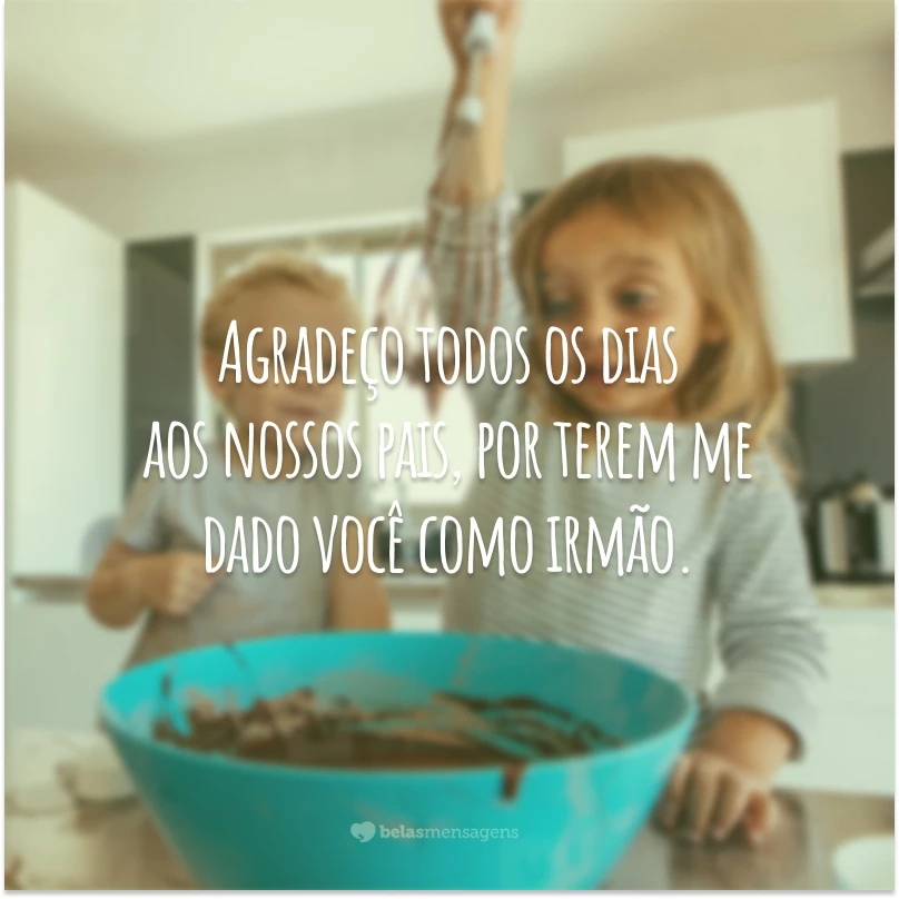 Agradeço todos os dias aos nossos pais, por terem me dado você como irmão.