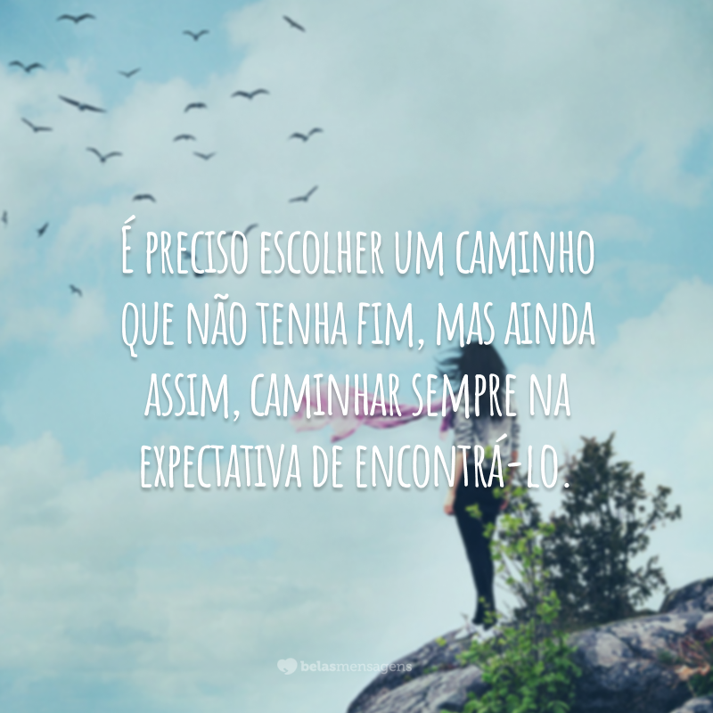 É preciso escolher um caminho que não tenha fim, mas ainda assim, caminhar sempre na expectativa de encontrá-lo.