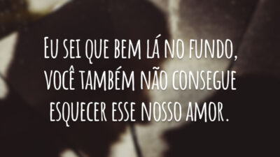 Eu sei que bem lá no fundo, você também não consegue esquecer esse nosso amor.