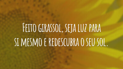 Feito girassol, seja luz para si mesmo e redescubra o seu sol.