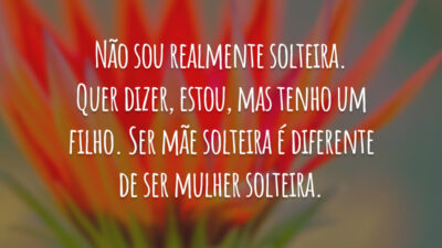 Não sou realmente solteira. Quer dizer, estou, mas tenho um filho. Ser mãe solteira é diferente de ser mulher solteira.