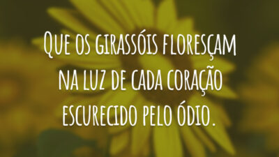 Que os girassóis floresçam na luz de cada coração escurecido pelo ódio.