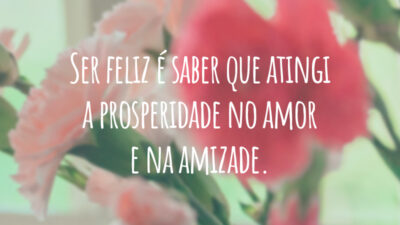 Ser feliz é saber que atingi a prosperidade no amor e na amizade.