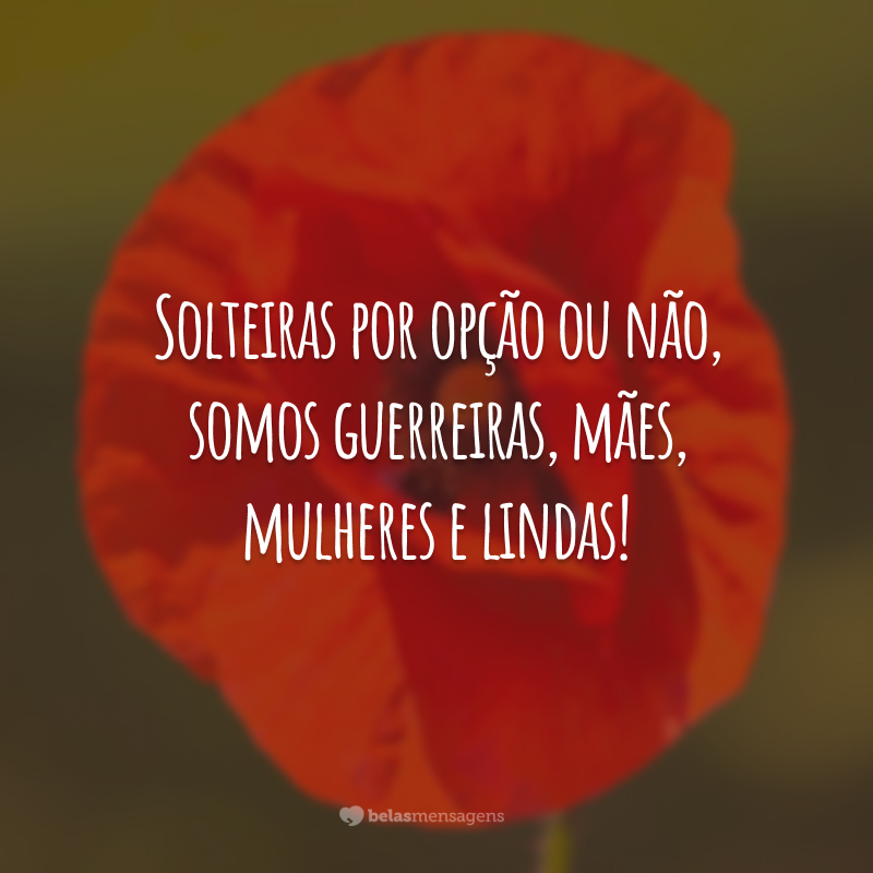 Solteiras por opção ou não, somos guerreiras, mães, mulheres e lindas!