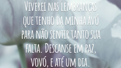 Viverei nas lembranças que tenho da minha avó para não sentir tanto sua falta. Descanse em paz, vovó, e até um dia.